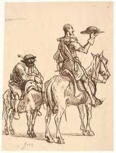 Don Quichot bekijkt zijn helm door Wilhelm Marstrand