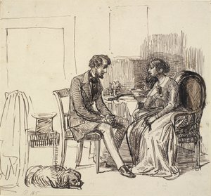 Een heer op bezoek bij een jongere dame door Wilhelm Marstrand