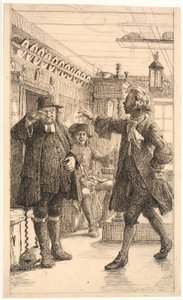 Erasmus Montanus bewijst dat Per Degn een haan is door Wilhelm Marstrand
