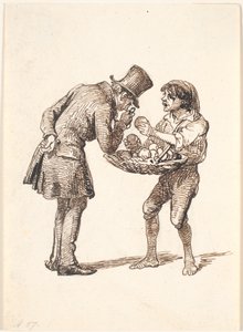 Italiaanse sinaasappelverkoper en de kritische klant door Wilhelm Marstrand