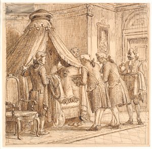 Jeppe in het bed van de baron