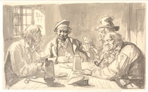 Kaartspel in een herbergkelder door Wilhelm Marstrand