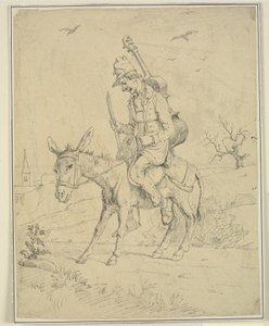Spillemand op een ezel door Wilhelm Marstrand