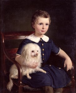Studie van een jongen met huisdierhond, 1860