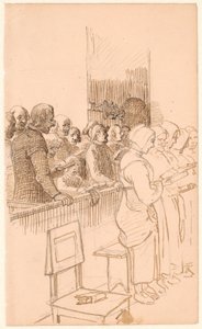 Zingende Zweedse boeren in een kerk door Wilhelm Marstrand