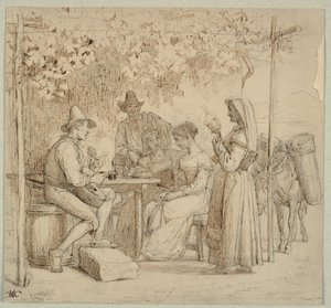 Buiten een kaasmakerij door Wilhelm Marstrand