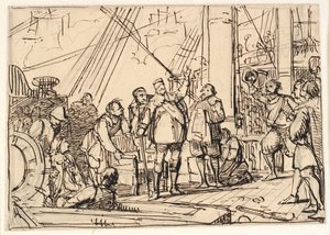 Ontwerp voor het schilderij in de kapel van Chr. 4 in Roskilde "Chr. 4 op de Drie-eenheid" door Wilhelm Marstrand