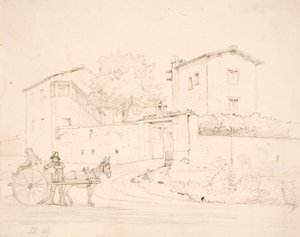 Ezelwagen buiten Porta del Popolo door Wilhelm Marstrand