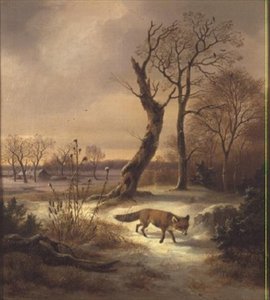 Vos in een winters tafereel
