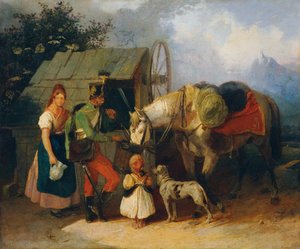 Huzaren bij de fontein