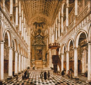 Interieur van de jezuïetenkerk in Antwerpen, 1668 door Wilhelm Schubert van Ehrenberg