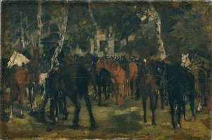 Afgezadelde kurassiers door Wilhelm Trübner