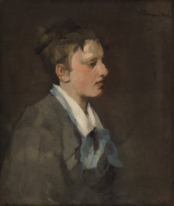 Brusselaar met blauwe stropdas door Wilhelm Trübner