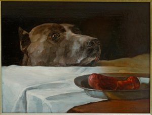 Dog met worstschaal