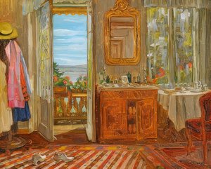 Interieur aan de Starnberger See. 1912 door Wilhelm Trübner