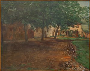 Boerderijgebouw in Amorbach door Wilhelm Trübner