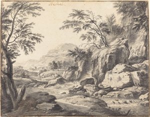 Klassiek Landschap met een Waterval