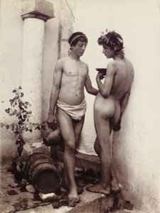 Twee jonge mannen in klassieke pose door Baron Wilhelm von Gloeden