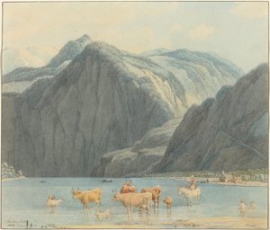 Königsee met de kliffen van St. Bartholomä door Wilhelm von Kobell