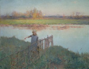 Zonsondergang bij Grez door Willard Leroy Metcalf