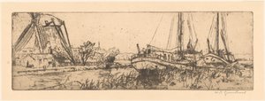 De Vliet door Willem Adrianus Grondhout (signed by artist)
