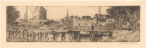 Enkhuizen door Willem Adrianus Grondhout (signed by artist)