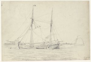 Schip op het water door Willem Anthonie van Deventer