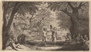 Bacchanaal met een Dansend Koppel in het Midden door Willem Basse