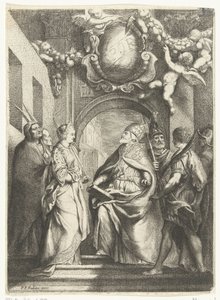 De heilige Gregorius de Grote met vier andere heiligen door Willem Basse