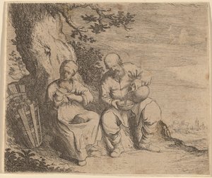 Boerenkoppel Zittend onder een Boom door Willem Basse