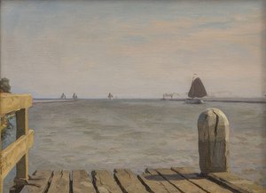 Pier in Enkhuizen. 1918 door Willem Bastiaan Tholen