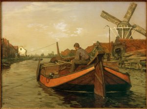 Trekschuit in het kanaal door Willem Bastiaan Tholen