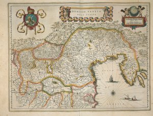 Kaart van Venetiaans domein, uit Regionum Italiae door Willem Blaeu, gravure