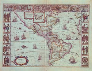 Bord met de kaart van Zuid-Amerika