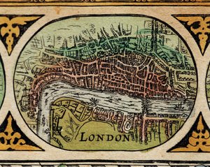 Voorstelling van de stad Londen (detail) van een wereldkaart in "The Theatre of the World" door Willem Janszoon Blaeu (1571-1638) door Willem Blaeu