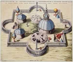 Stelleburgum sive Observatorium Subterraeum, ondergronds astronomisch observatorium in Stjerneborg, ontworpen door Tycho Brahe, tekening door Willem Blaeu, ca 1595 door Willem Blaeu