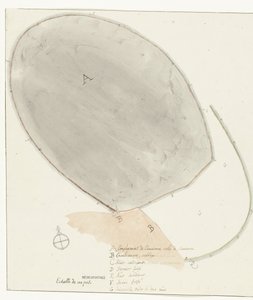 Plattegrond met afmetingen van oude stad Manduria door Willem Carel Dierkens
