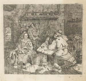 Kaartspelende en drinkende mannen in de keuken door Willem Cornelis van Dijk