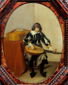 Jonge muzikant. Schilderij door Willem Cornelisz Duyster (1600-1635) door Willem Cornelisz Duyster