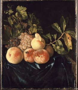 Stilleven met perziken en druiven
