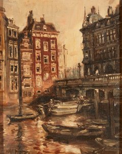 Brug over het kanaal, Rotterdam door Willem Georg Frederik Jansen