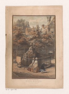 Fontein en binnenplaats aan de Prinsengracht in Amsterdam door Willem Hekking jr.