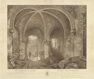 Figuren onder een gewelf van Manenburg, Utrecht door Willem Hendrik Hoogkamer