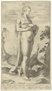 Juno met pauw door Willem Isaacsz. van Swanenburg
