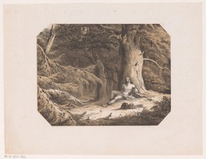 Half ontklede man in het bos door Willem Jacob Hofdijk