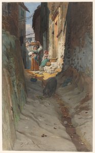 Uitzicht op een kleine straat in Rocca di Papa door Willem Johann Martens