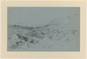 Heuvellandschap met beekje, bij Bergen in Noorwegen door Willem Maris