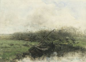 Roeiboot in een sloot