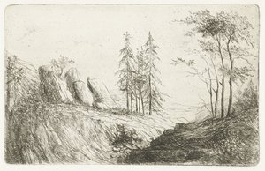 Berglandschap met bomen door Willem Matthias Jan van Dielen