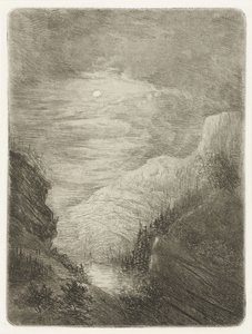 Berglandschap met rivier in maanlicht door Willem Matthias Jan van Dielen